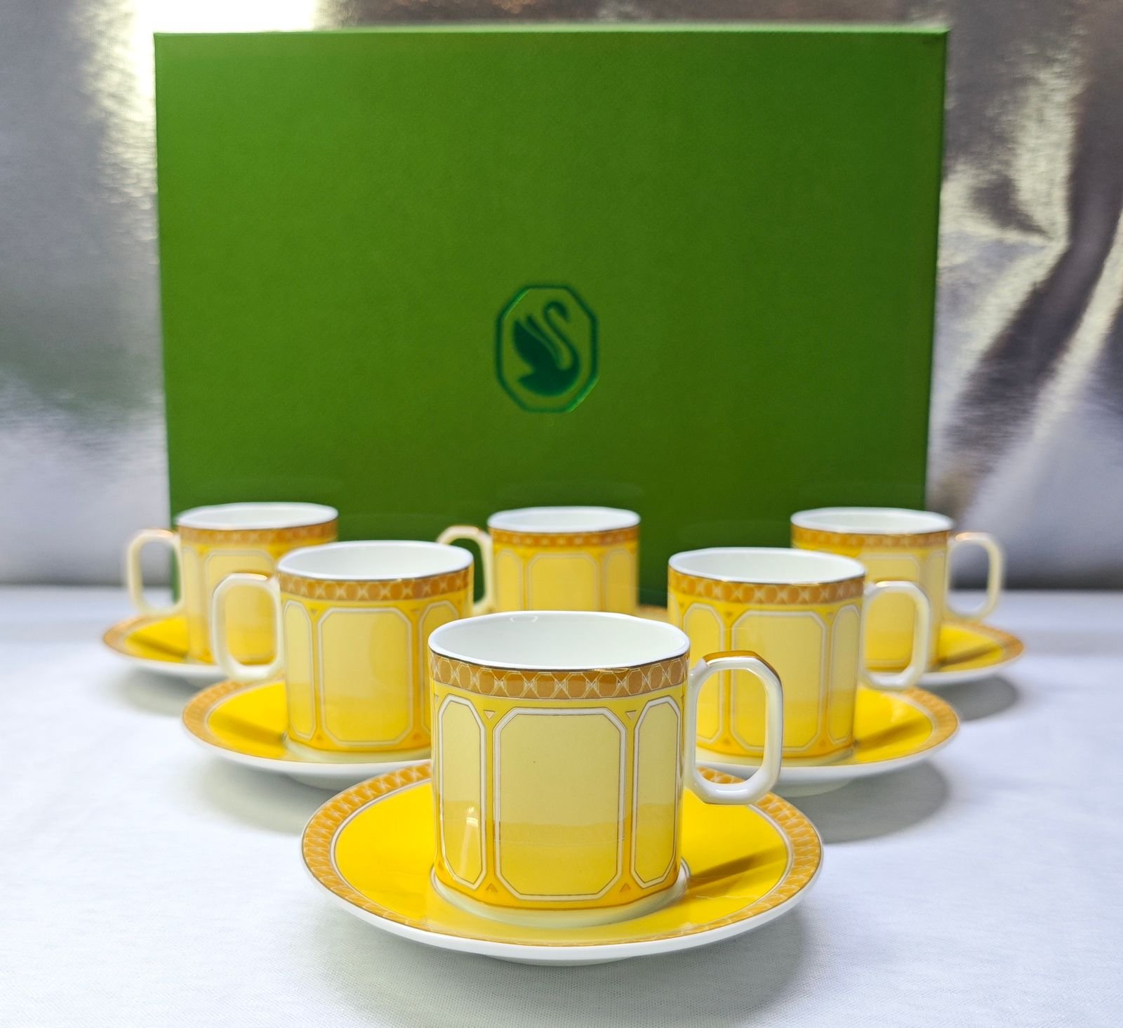 Swarovski Turkish coffee set of six cups with saucers available with many colors